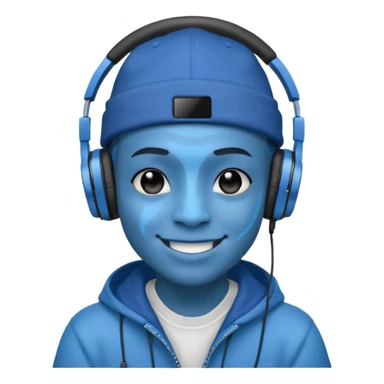 Avatar rapper with headphones blue character  sticker