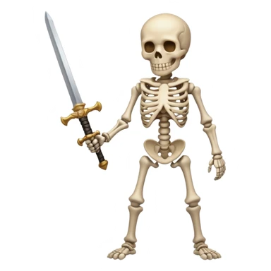 Skelton holding a sword cartoon sticker