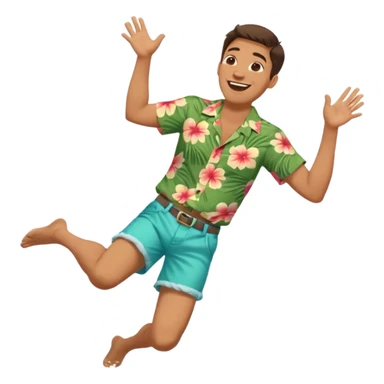laughing guy in summer attire  falling down .side angle sticker
