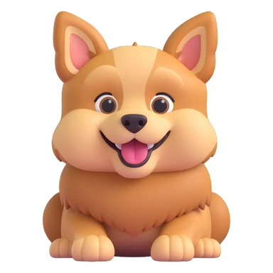 dog sitting, 3D emoji style, soft fur texture, smiling sticker