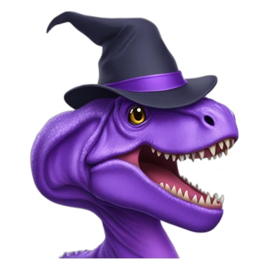 purple t-rex with wizard hat on  sticker