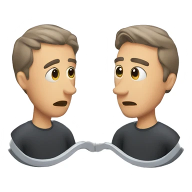  a man looking at a mirror and seeing himself sticker