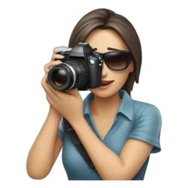 Paparazzi mujer con su cámara tomando foto sticker