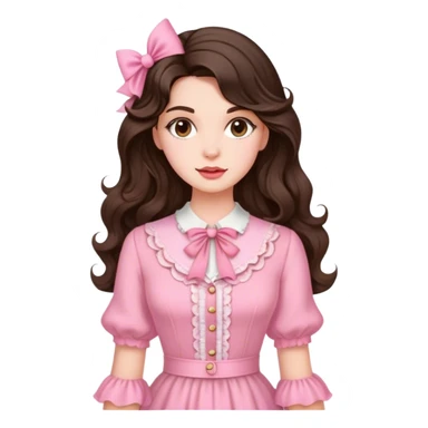 Brunette with long wavy  hair in pink vintage  sticker