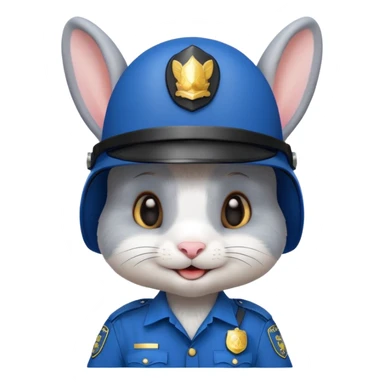 cute Rabbit police, blue uniform including helmet of uniform sticker
