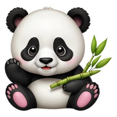 Chengdu Giant Panda Research Base with cute panda, simplified emoji style with bold outlines and bright colors, cartoon style panda with bamboo sticker