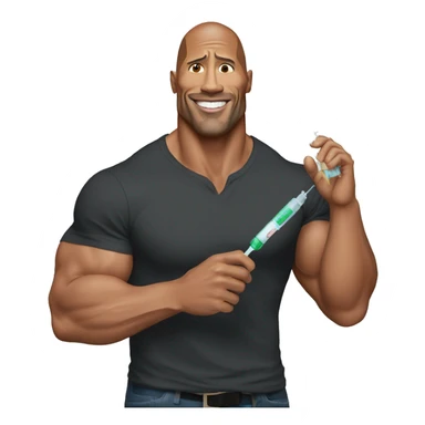 Dwayne Johnson with syringe in his hand sticker