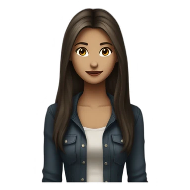 Elena Gilbert un vampire diares with long hair and a ribbed button-down t-shirt sticker