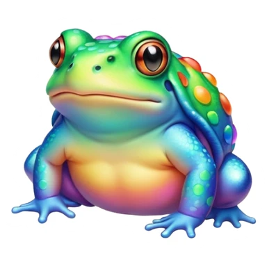 fat round rainbow toad flying  sticker