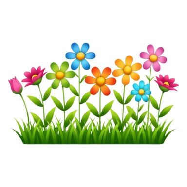 a row of flowers and grass extended far sticker
