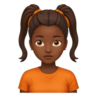 black girl with orange shirt and ponytail sticker