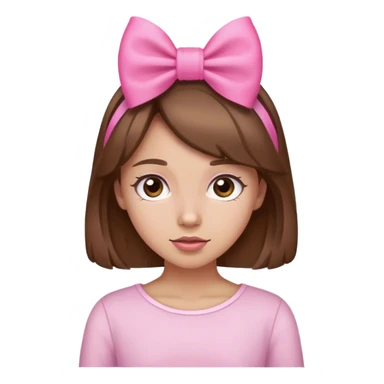 chica pelo lasio café moñito en la cabeza rosa sticker