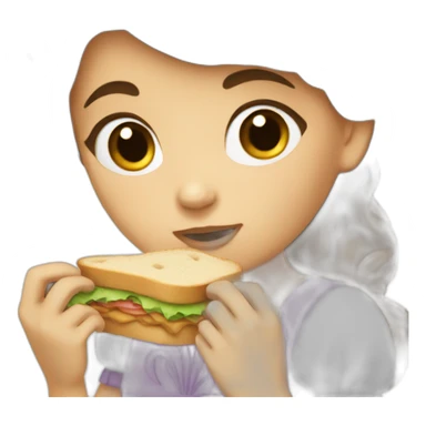 Princess Brown Hair eating a sandwich  sticker