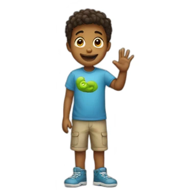 boy saying hi sticker