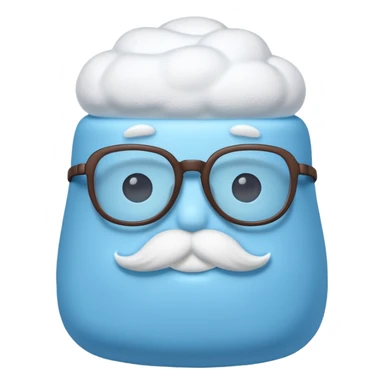 blue marshmallow with mustache and glassess, just marshmallow sticker
