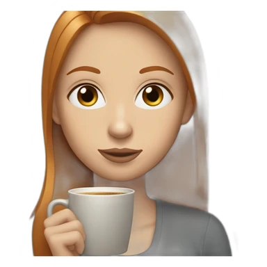 Ginger straight hair and blue eyes woman drinking a coffee  sticker