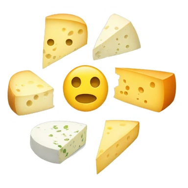 different cheeses with hidden faces on a plate sticker