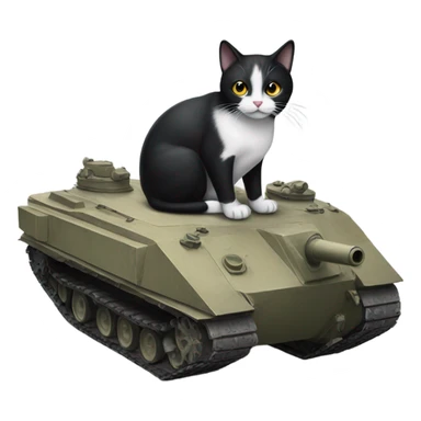 A black and white cat on a tank  sticker