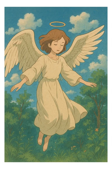 angel, ghibli style illustration sticker