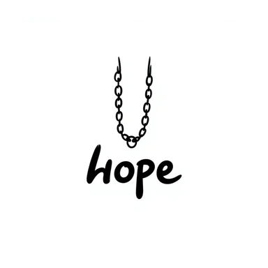 pendant with a motivational word like 'hope' or 'strength' on a chain sticker