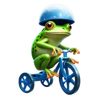 Frog riding a tricycle in a snowstorm sticker
