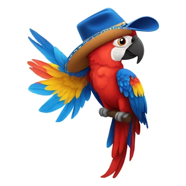 Scarlet Macaw wearing a cowboy hat Flying sticker