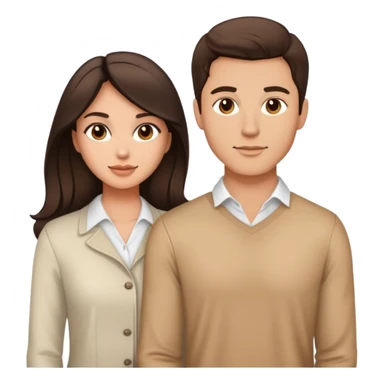 Chest up portrait of handsome brunette man and pretty brunette woman with light tan skin side by side sticker