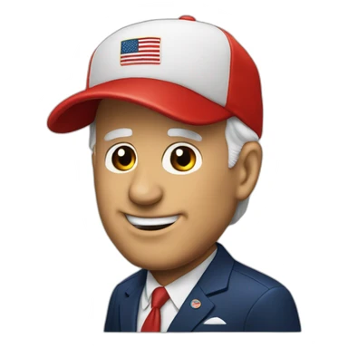 Joe Biden with a red cap sticker
