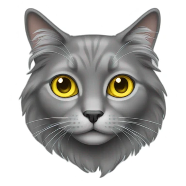 gray long hair cat with yellow big eyes sticker