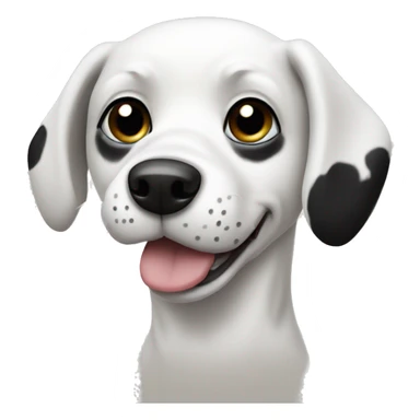 white dog with black spots and black face with white strip between eyes sticker