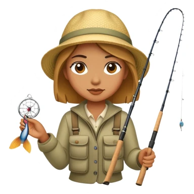 Girl fishing sticker