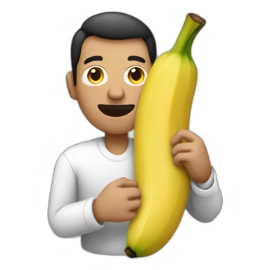 A man holding a banana sticker