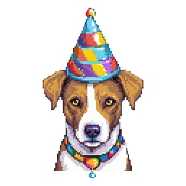 Dog with party hat sticker