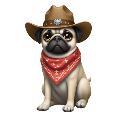 Cowboy pug riding husky sticker