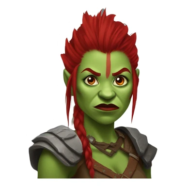 Berserker orc woman with red beard & red mohican sticker