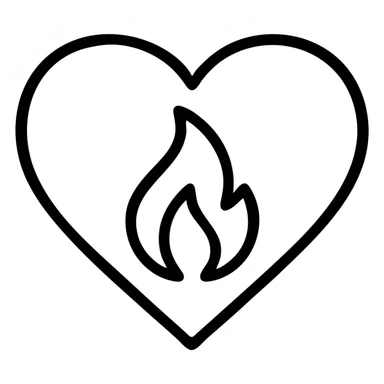 A heart with a small flame inside sticker