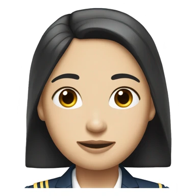Flight attendant with long black hair and white skin with a pilot man with light skin and black hair sticker