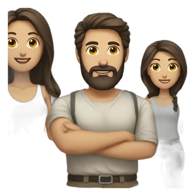 Man with black beard and woman with brown hair sticker