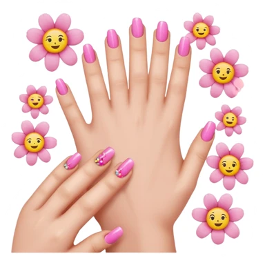 nails emojis, nail artist flowers all pink and aesthetic sticker