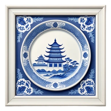 Cinematic Realistic image of exquisite blue and white porcelain, rendered with delicate, intricate patterns and fine textures, showcased against a classic Chinese backdrop with soft, refined lighting sticker