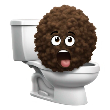 A pile of Poo with Afro hair and 2 legs running away from toilet sticker
