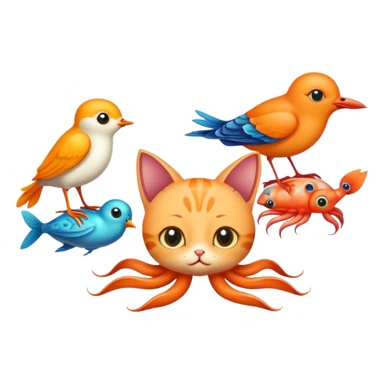 Cat squid bird sticker