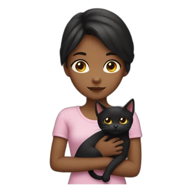 Girl with a black cat in her arms sticker