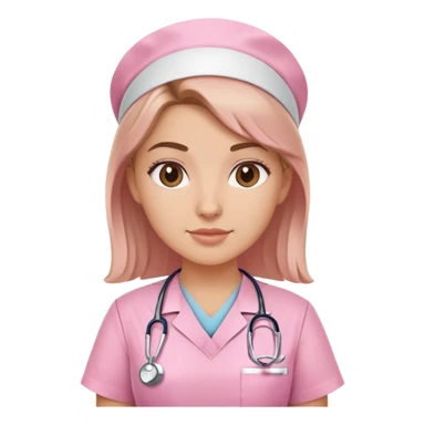 white girl nurse in soft pink scrubs sticker