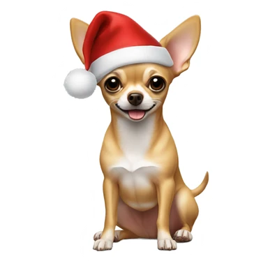 Tan Chihuahua with Santa cap sticker
