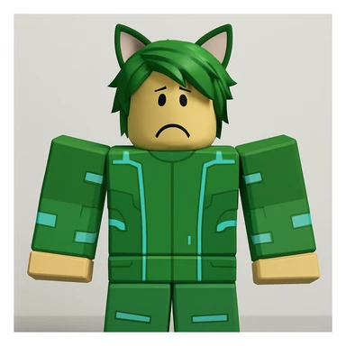 Edit the character in the original Roblox style with a sad expression, keeping the original Roblox style and background. sticker