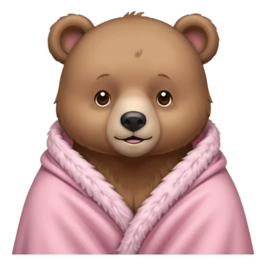 a bear wearing a light pink blanket  sticker