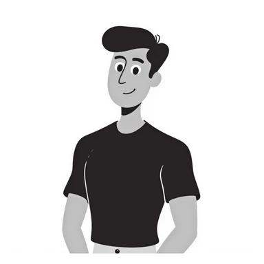 Attractive man in his 40s with youthful appearance, light brown skin, elongated face, defined jawline, medium dark eyes, arched eyebrows, straight nose, handsome friendly expression, short dark hair styled upward, athletic build, wearing a fitted black t-shirt sticker