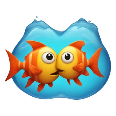 two fish kissing sticker