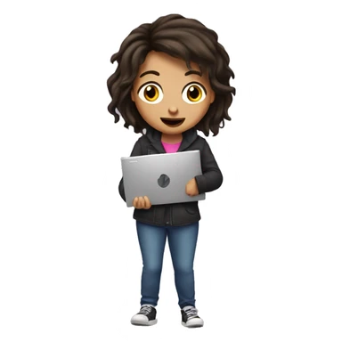 Crazy brunette girl with new pc computer  sticker